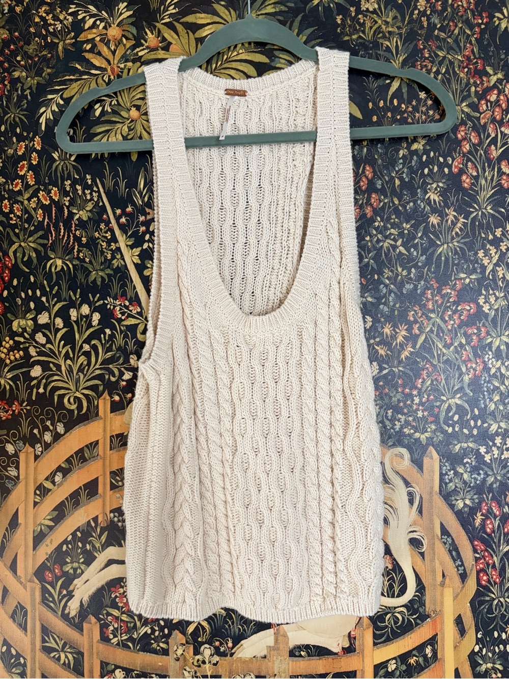 Free People Cream Cable Knit Tank Top